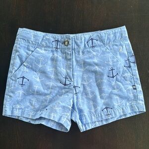 Nautica Blue Casual Shorts Relaxed Fit anchors